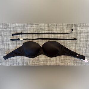 PINK Victoria's Secret Bra Black Women's 32C Multi-way Push Up Removable Straps